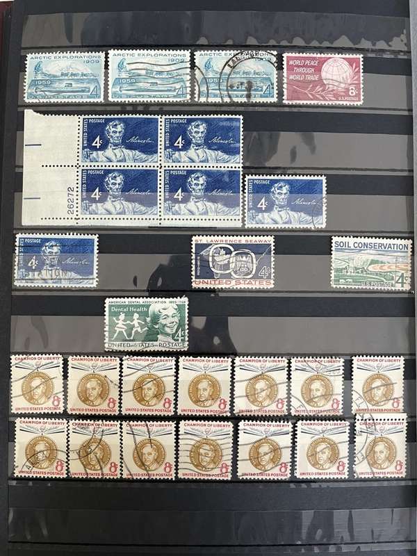 USA - 1954-1959 good selection of used and mint stamps (6 photos)